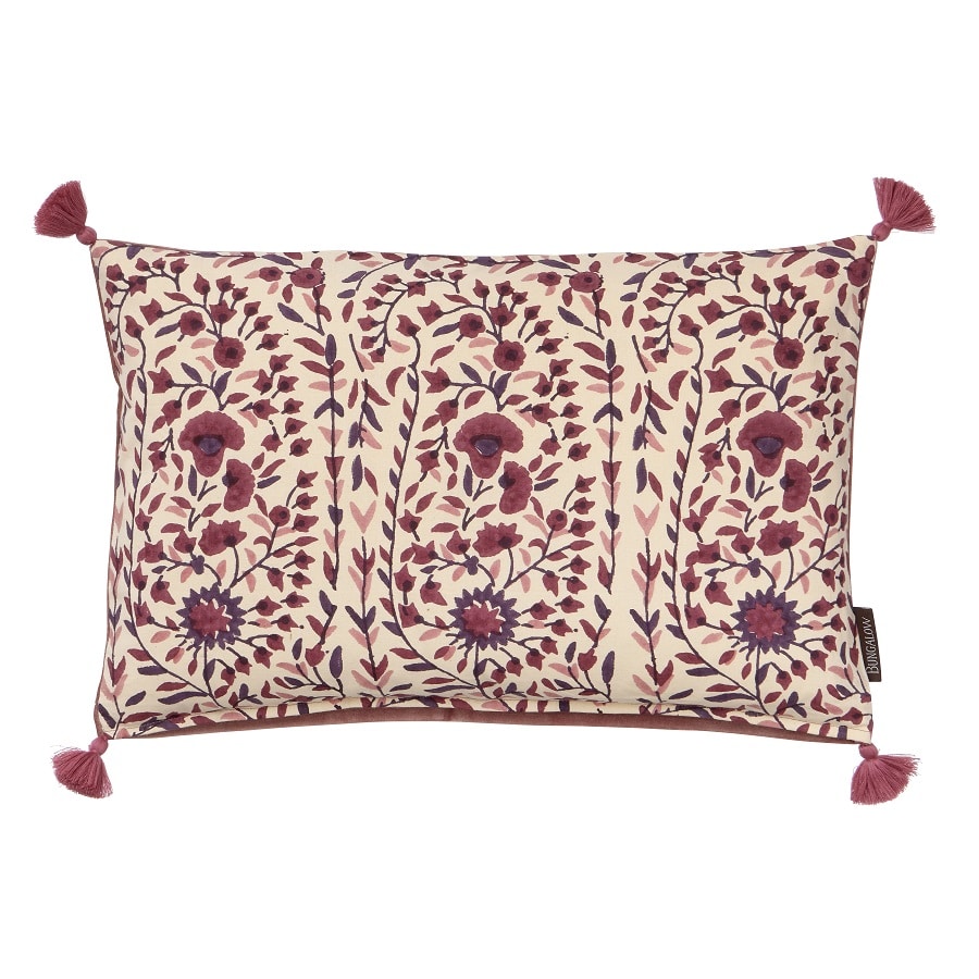 Bungalow Kollam ruby kudde kuddfodral textil blockprint unik design inredning heminredning möbler vardagsrum
